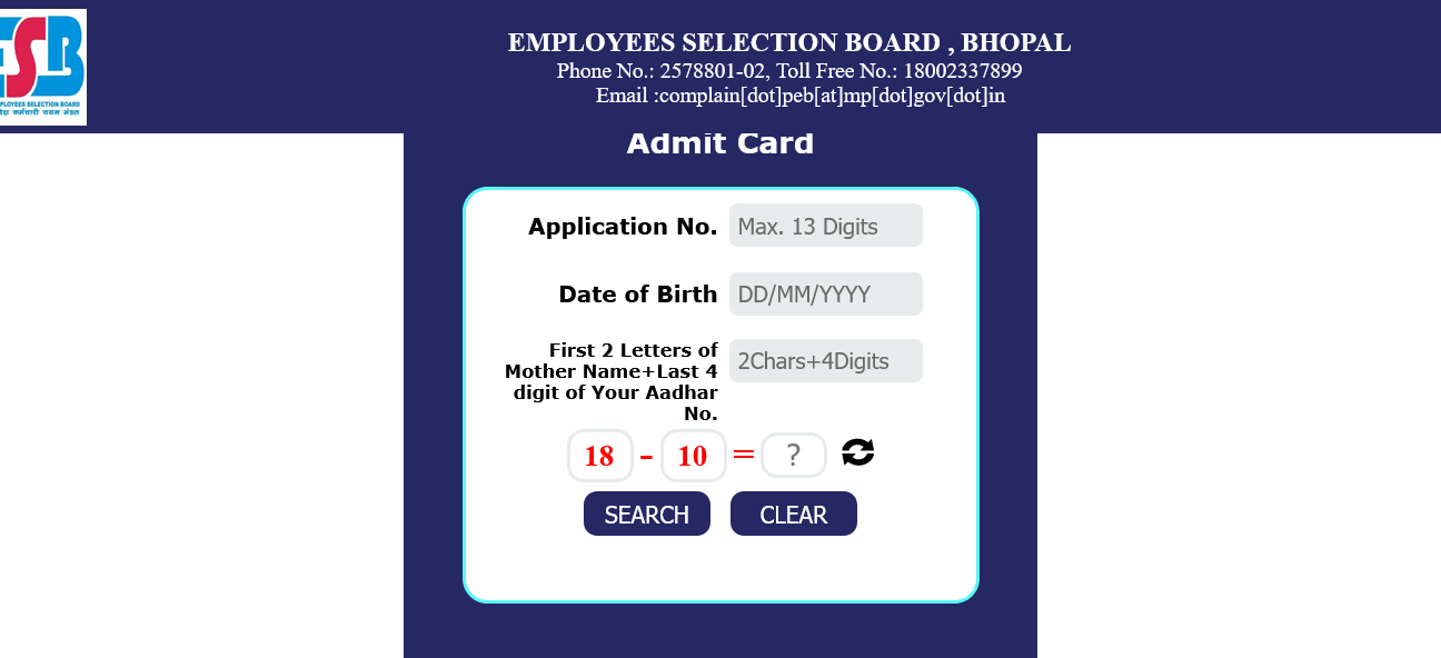 Madhya Pradesh Hospital Assistant Exam Admit Card