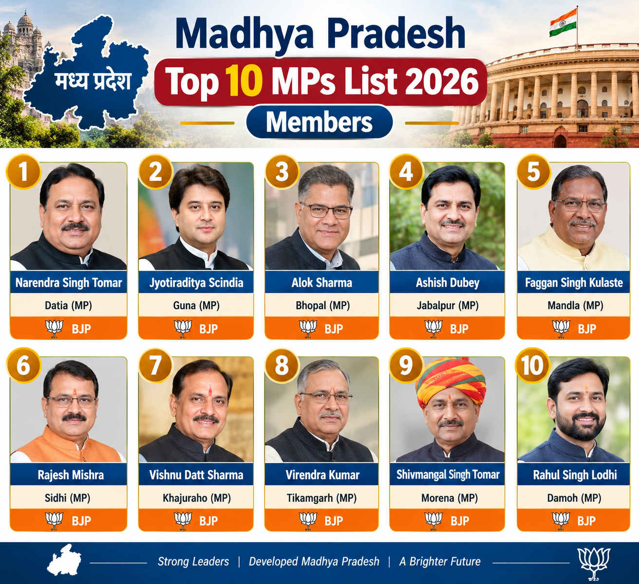 Top MPs of Madhya Pradesh: Complete List of Lok Sabha and Rajya Sabha Members